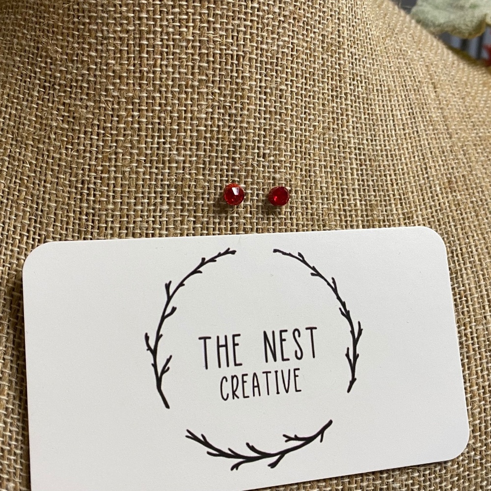 Red Circle Gem Studs